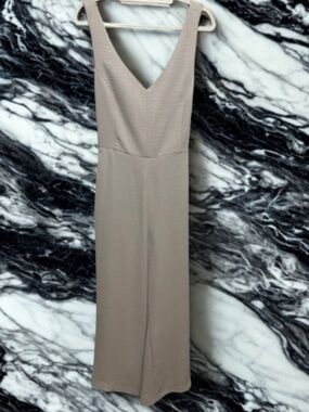 Mod Ref Taupe V-Neck Wide-Leg Jumpsuit